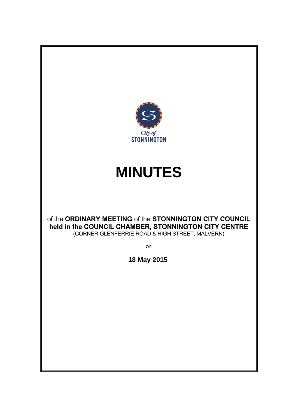 Minutes of Council Meeting - 18 May 2015