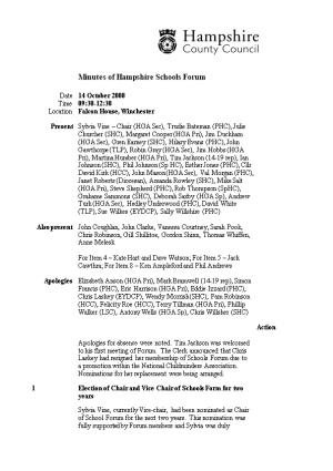 Minutes of Hampshire Schools Forum