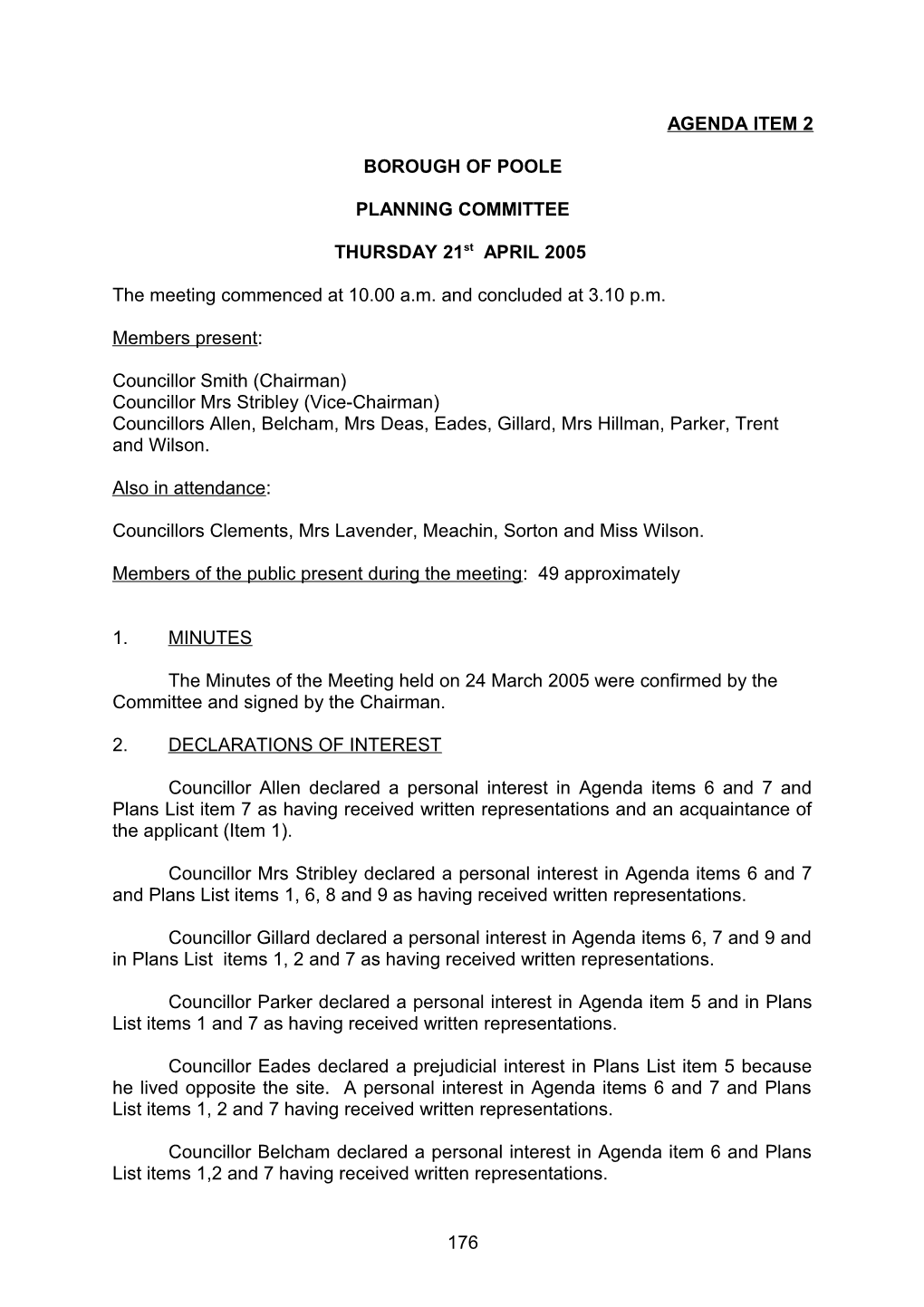 Minutes - Planning Committee - 21 April 2005