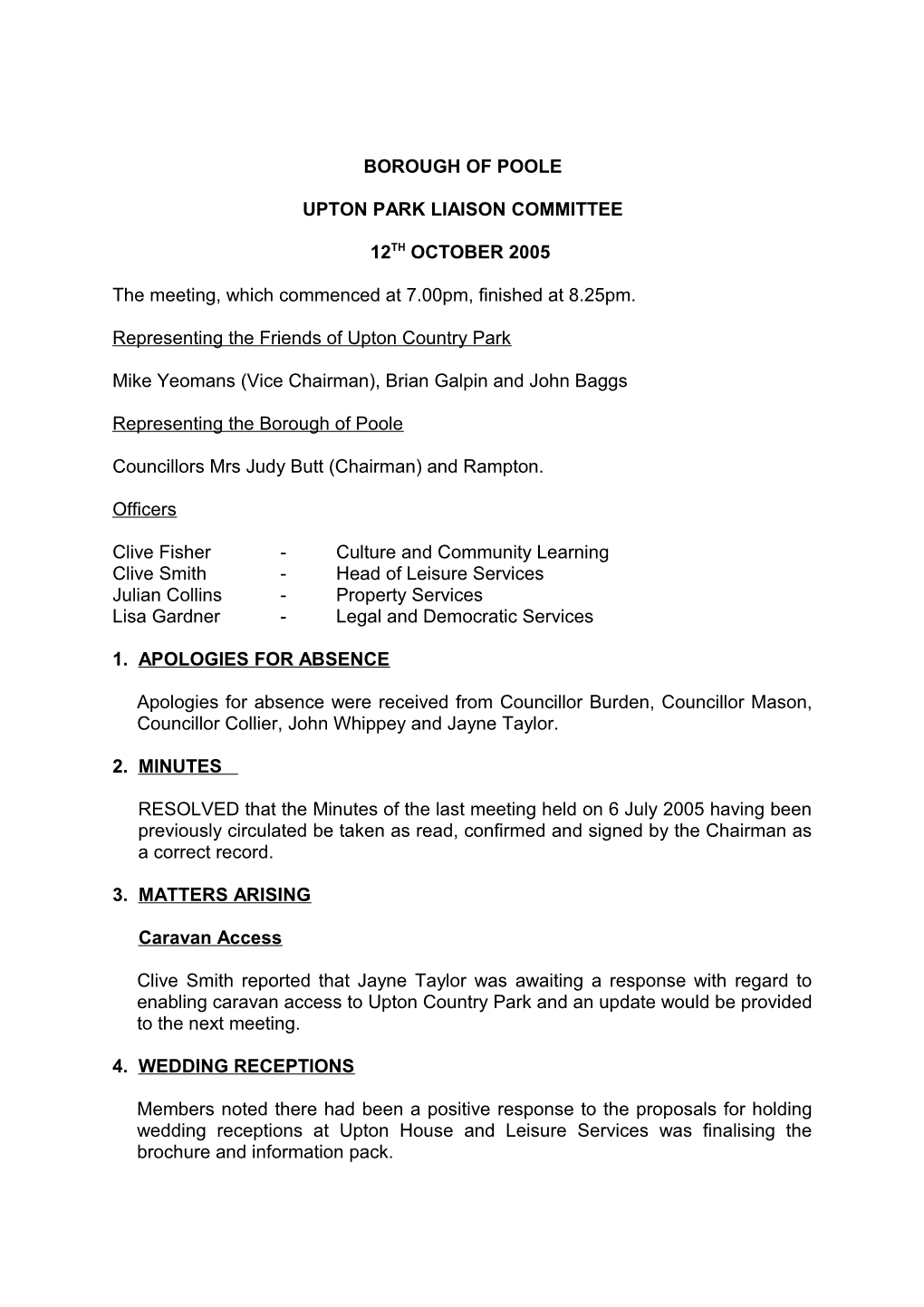 Minutes - Upton Park Liaison Committee - 12 October 2005