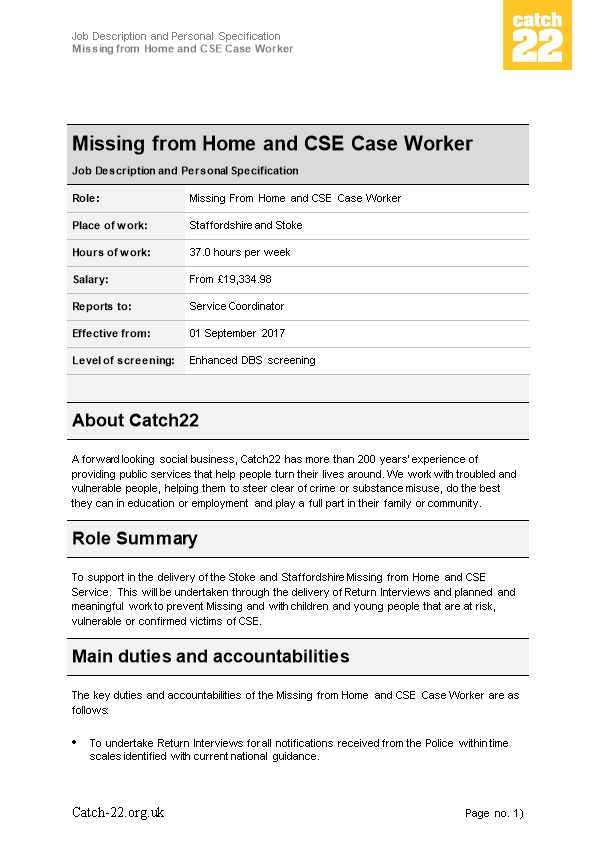 Missing from Home and CSE Case Worker