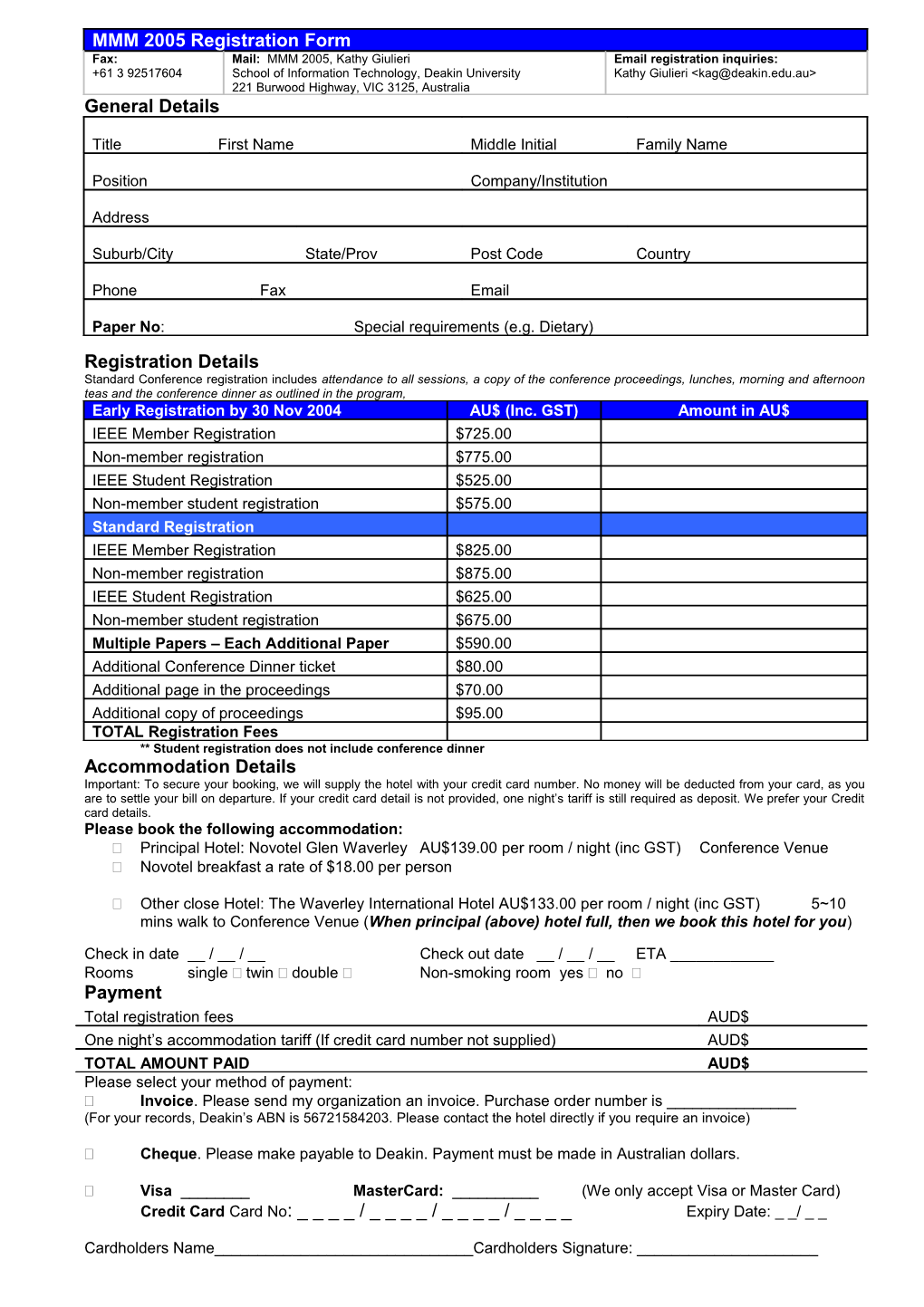 MMM 2005 Registration Form