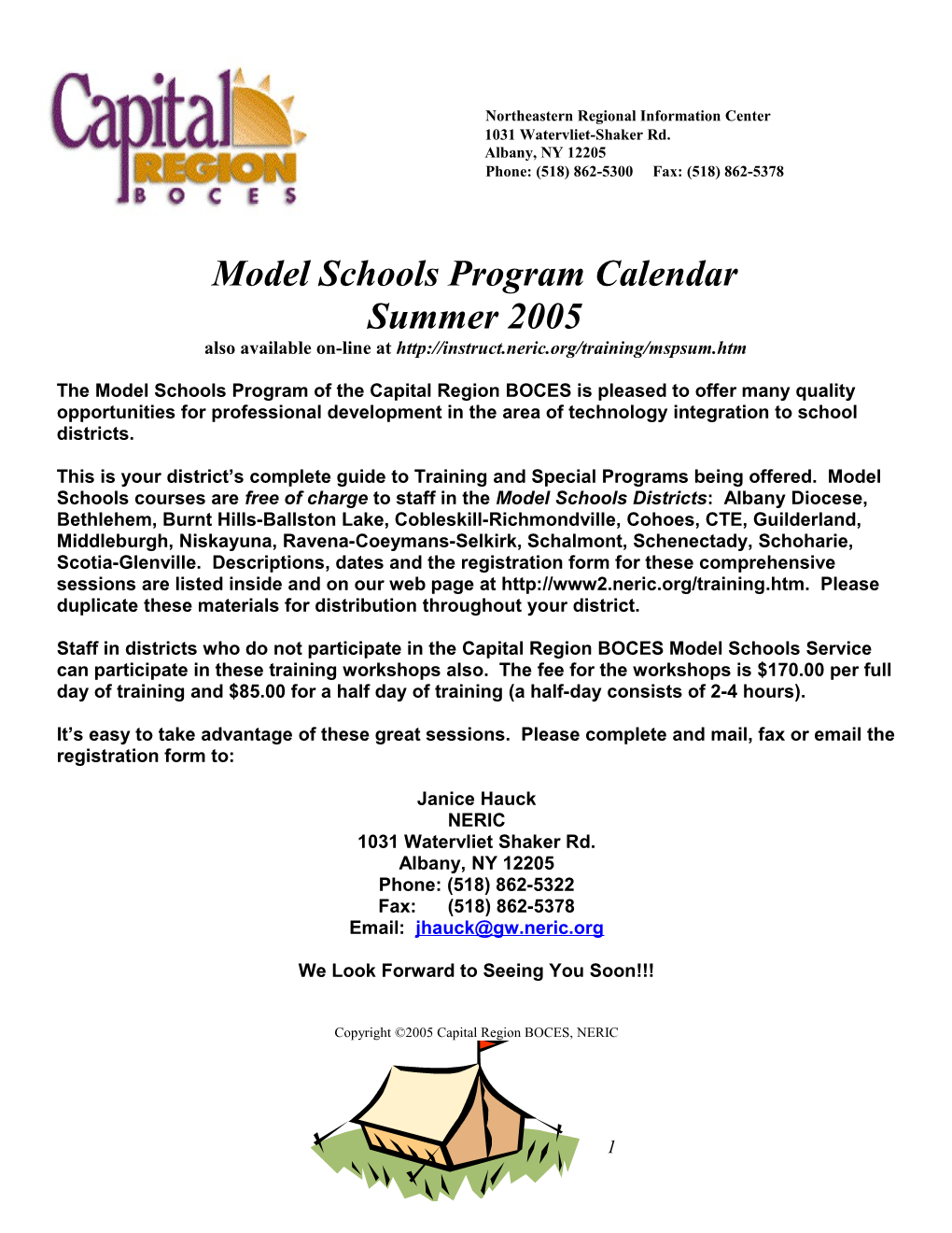 Model Schools Program Calendar