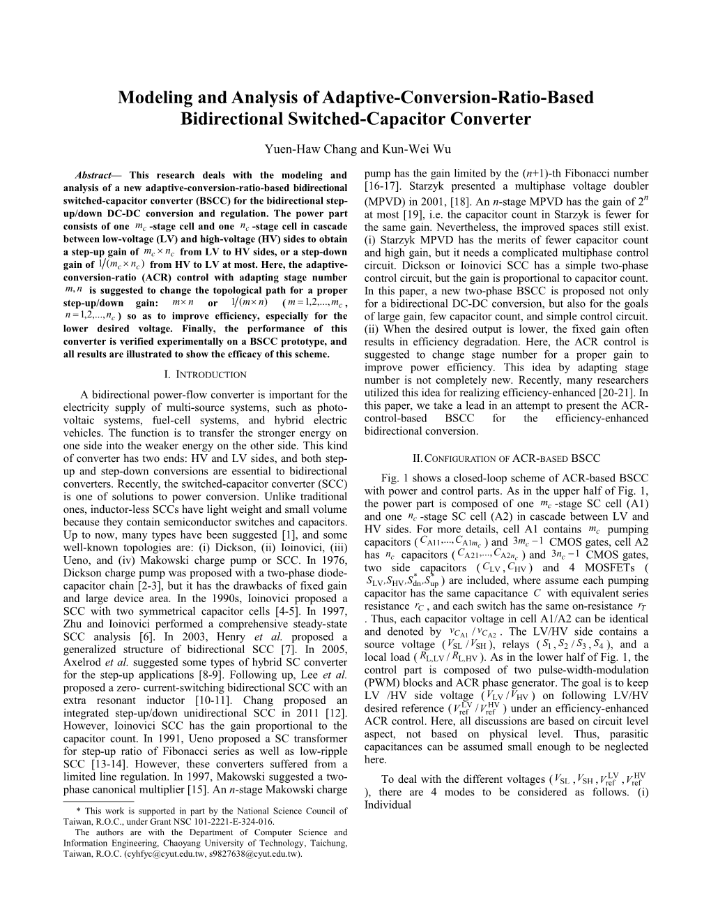 Modeling and Analysis of Adaptive-Conversion-Ratio-Basedbidirectional Switched-Capacitor