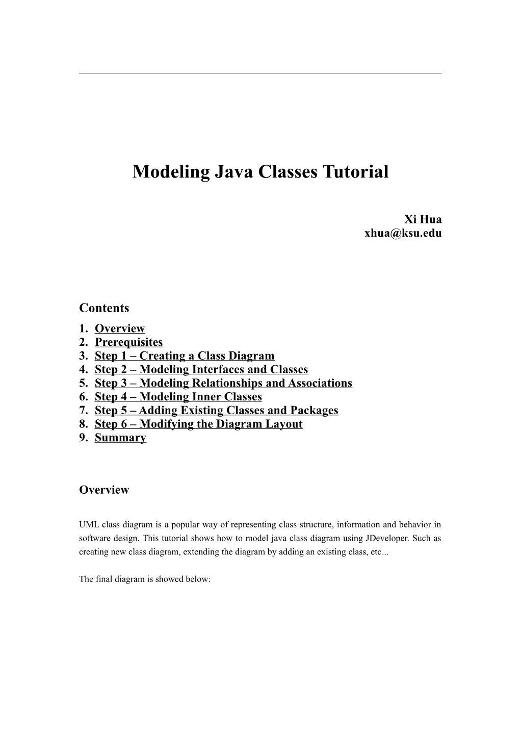 Modeling Java Classes Tutorial