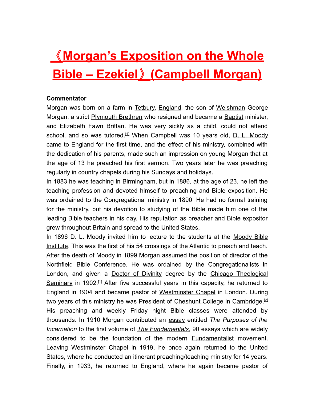 Morgan Sexposition on the Wholebible Ezekiel (Campbell Morgan)