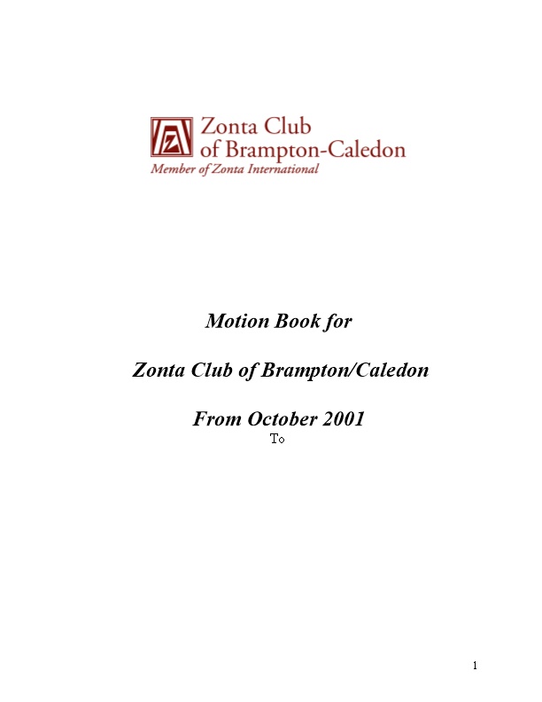 Motions Considered by Zonta Club of Brampton/Caledon