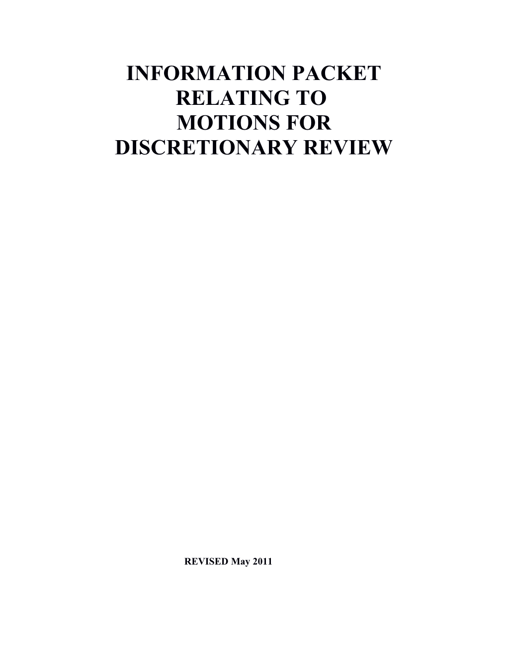 Motions for Discretionary Review