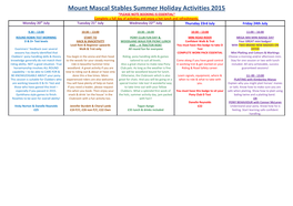 Mount Mascal Stables Summer Holiday Activities 2015