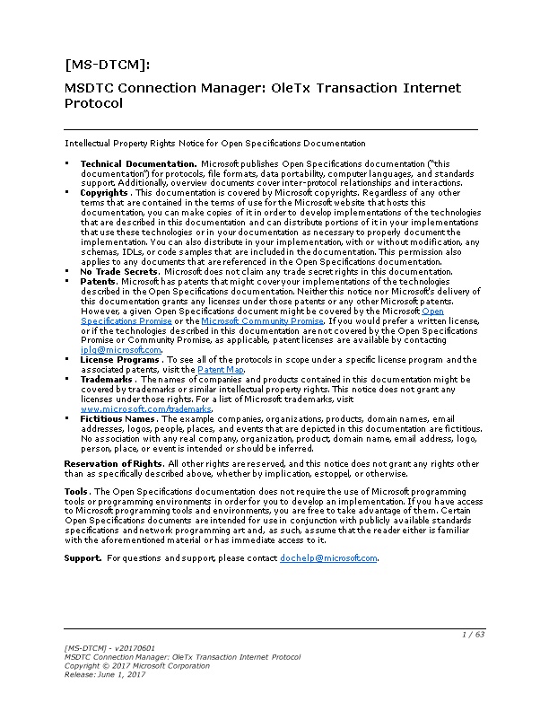 MSDTC Connection Manager: Oletx Transaction Internet Protocol