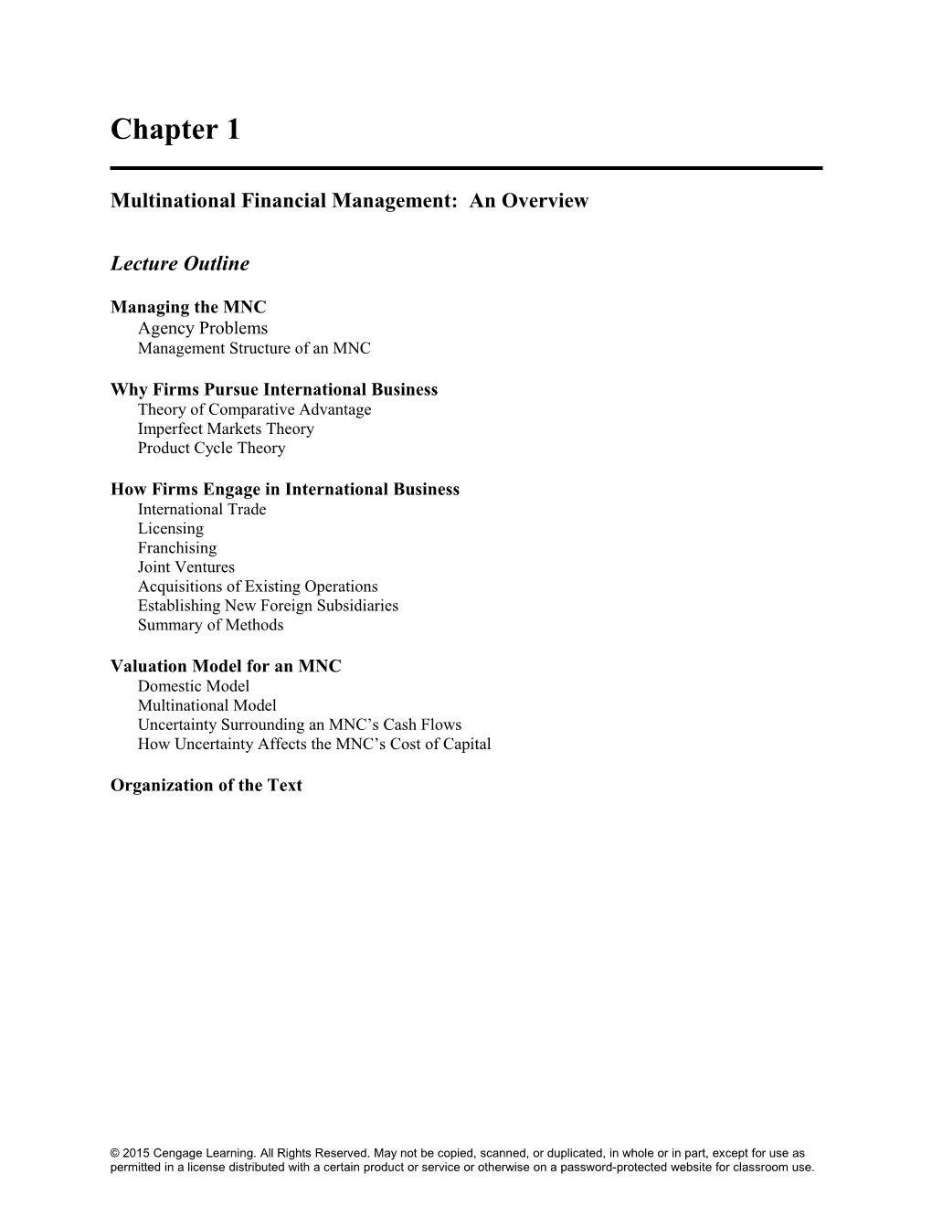 Multinational Financial Management: an Overview