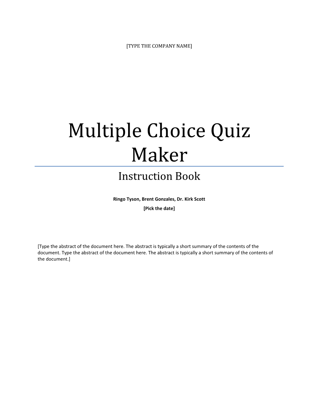 Multiple Choice Quiz Maker