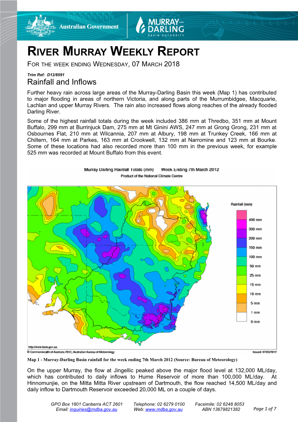 Murray River Operations Report 07 March 2012