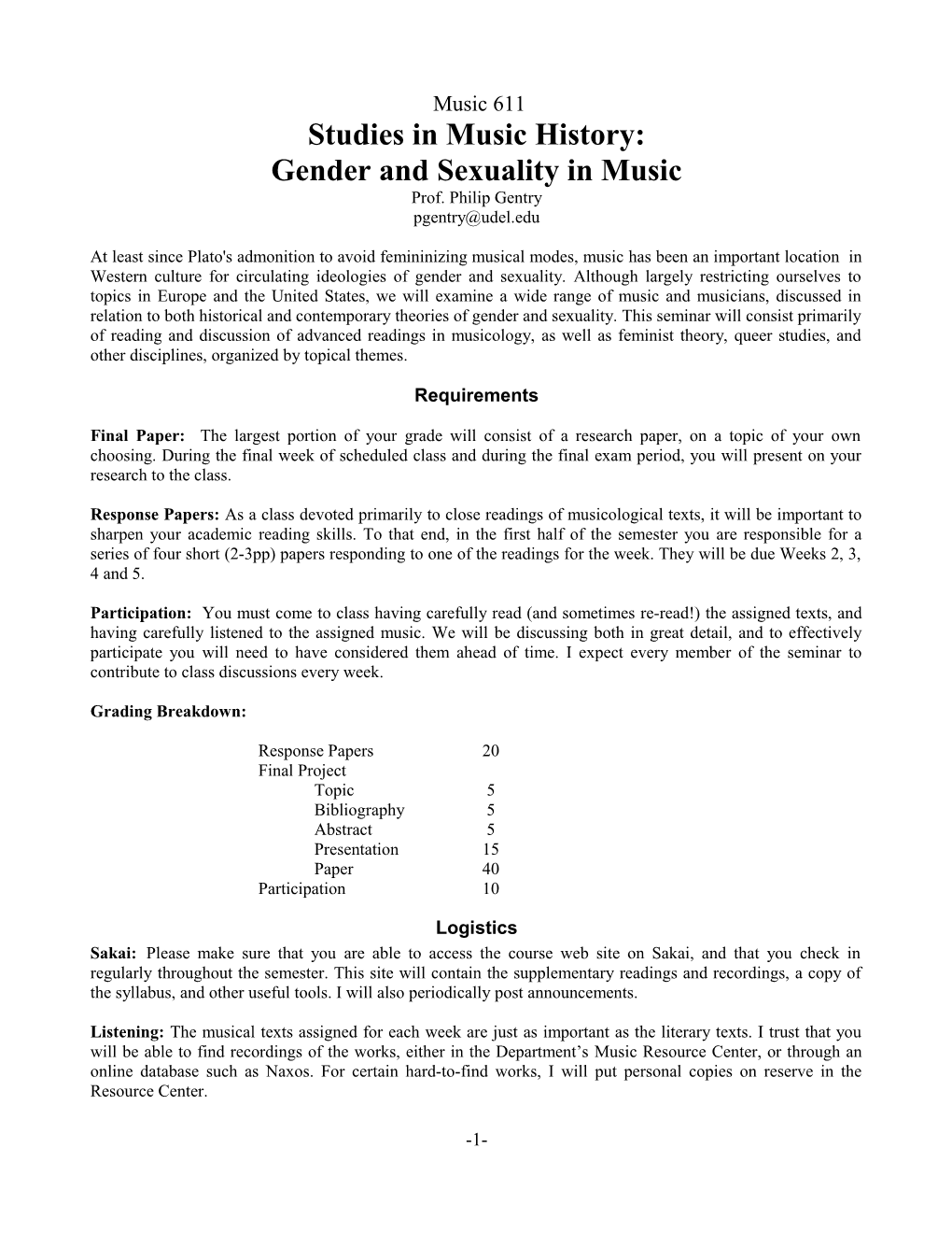 Music 365, Gender and Sexuality in Music