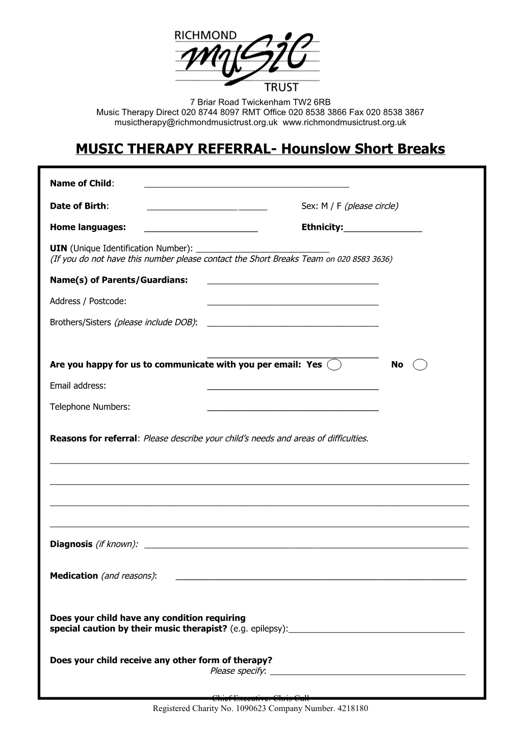 Music Therapy Referral