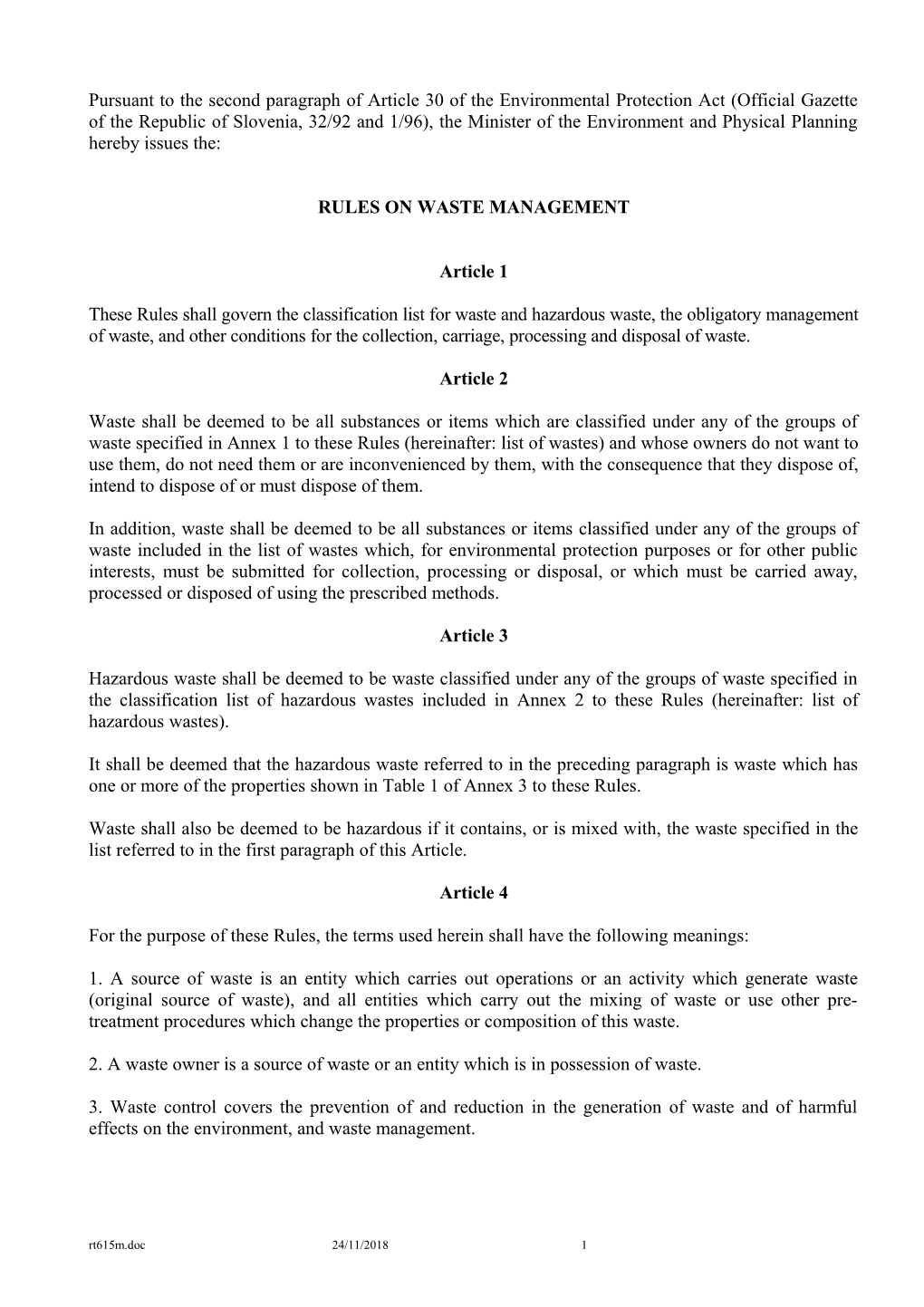 Na Podlagi Drugega Odstavka 30. Člena Zakona O Varstvu Okolja (Uradni List RS, Št. 32/92
