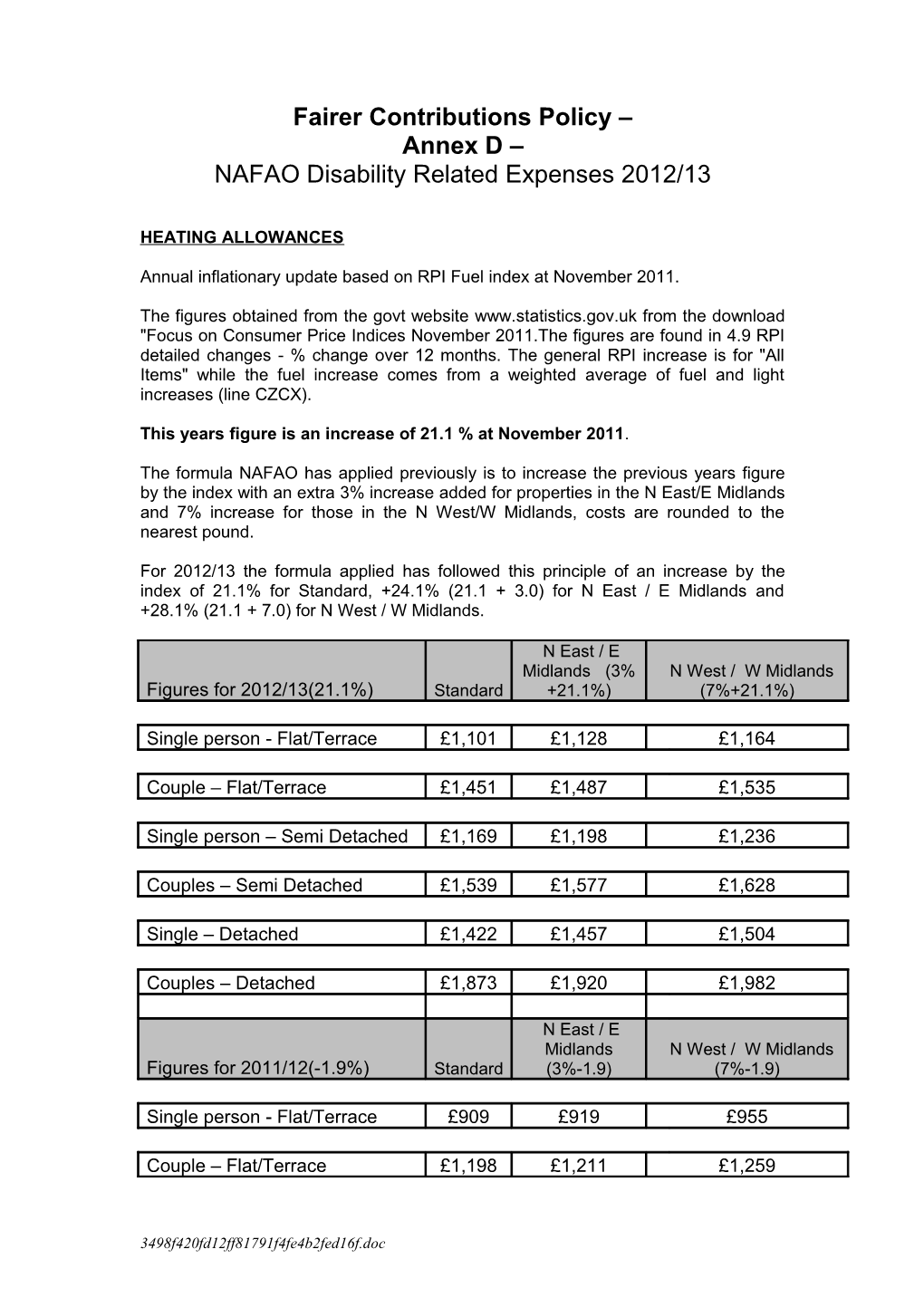 NAFAO Disability Related Expenses 2012/13