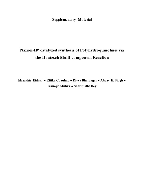Nafion-H Catalyzed Synthesis of Polyhydroquinolines Via the Hantzsch Multi-Component Reaction