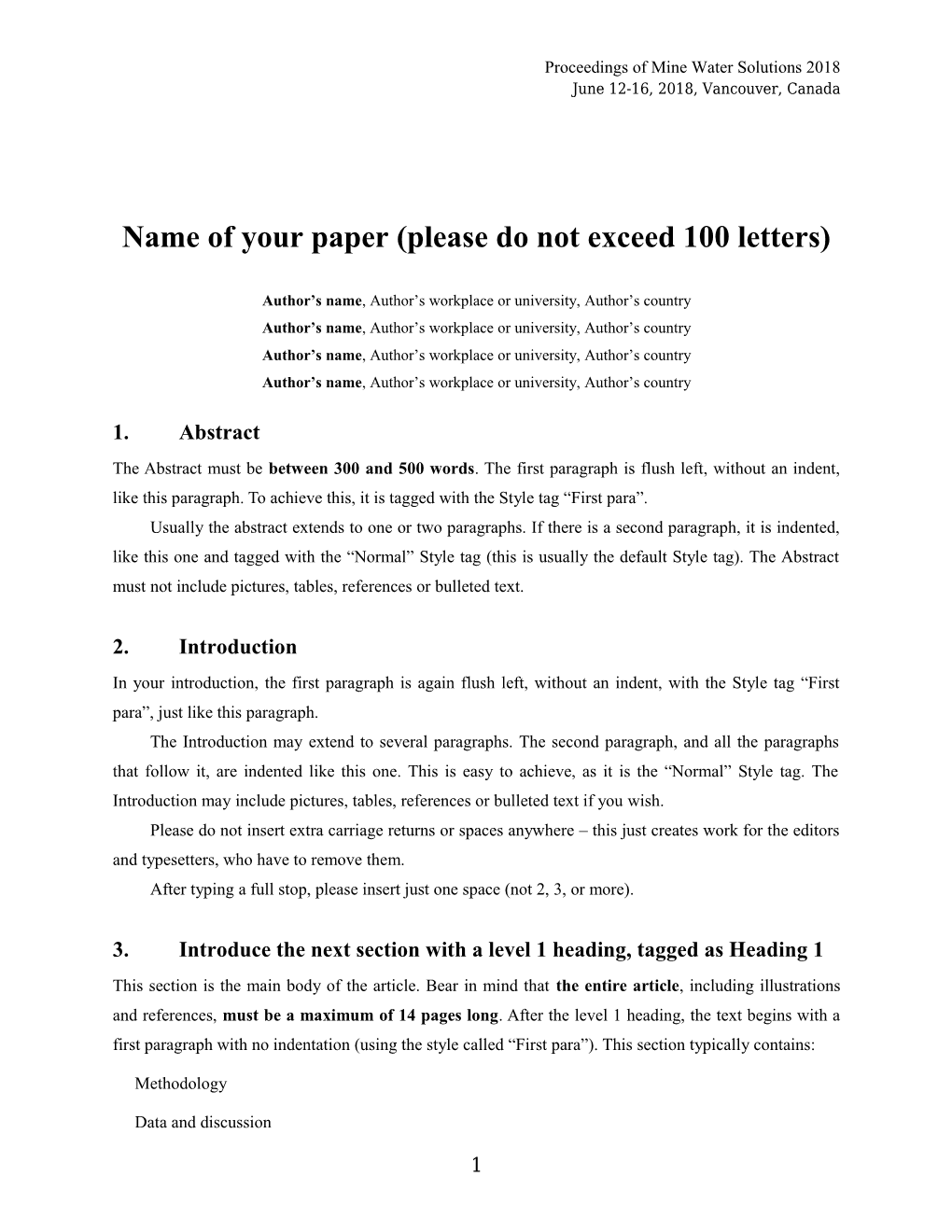 Name of Your Paper (Please Do Not Exceed 100 Letters)