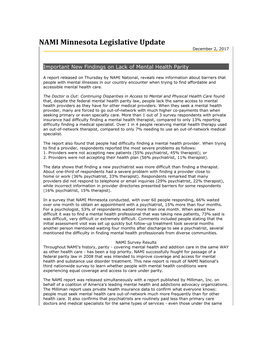 NAMI Minnesota Legislative Update