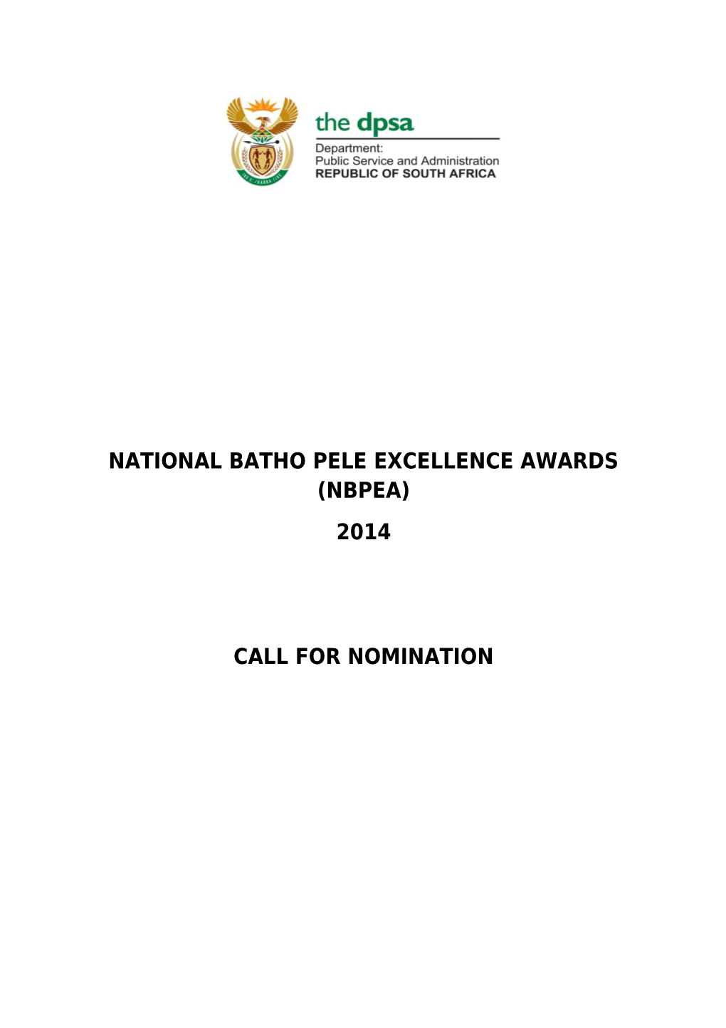 National Batho Pele Excellence Awards (Nbpea)