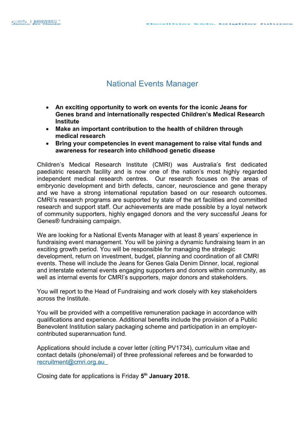 National Events Manager