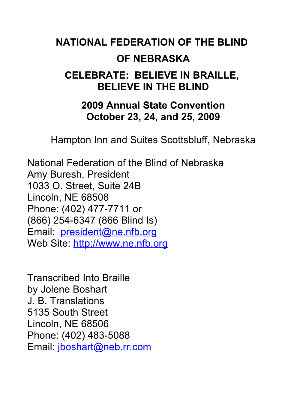 National Federation of the Blind of Nebraska