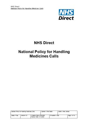 National Policy for Handling Medicines Calls