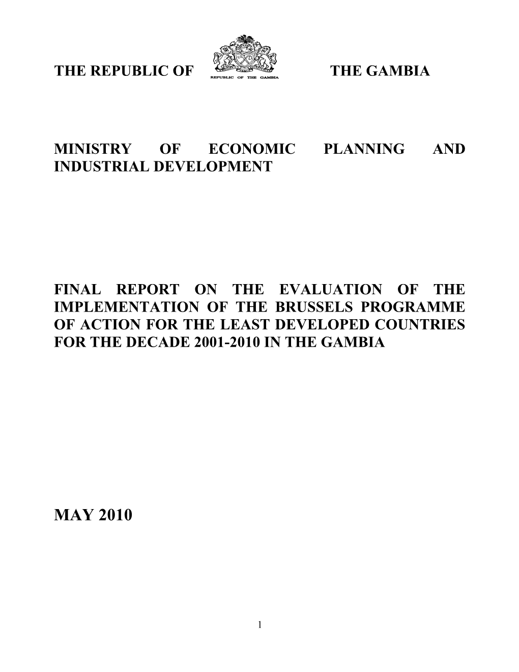 National Report on the Evaluation of the Brussels Action Plan for the Least Developed Countries