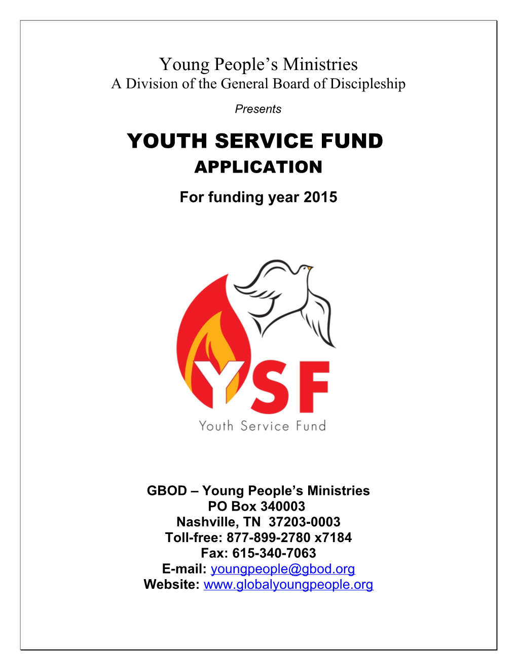 National Youth Service Fund Application
