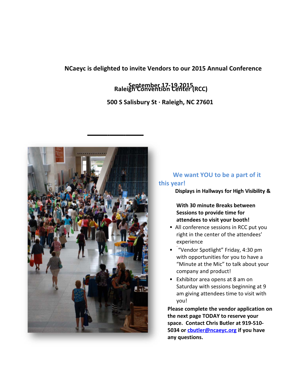 Ncaeycis Delightedtoinvitevendorstoour 2015 Annual Conference