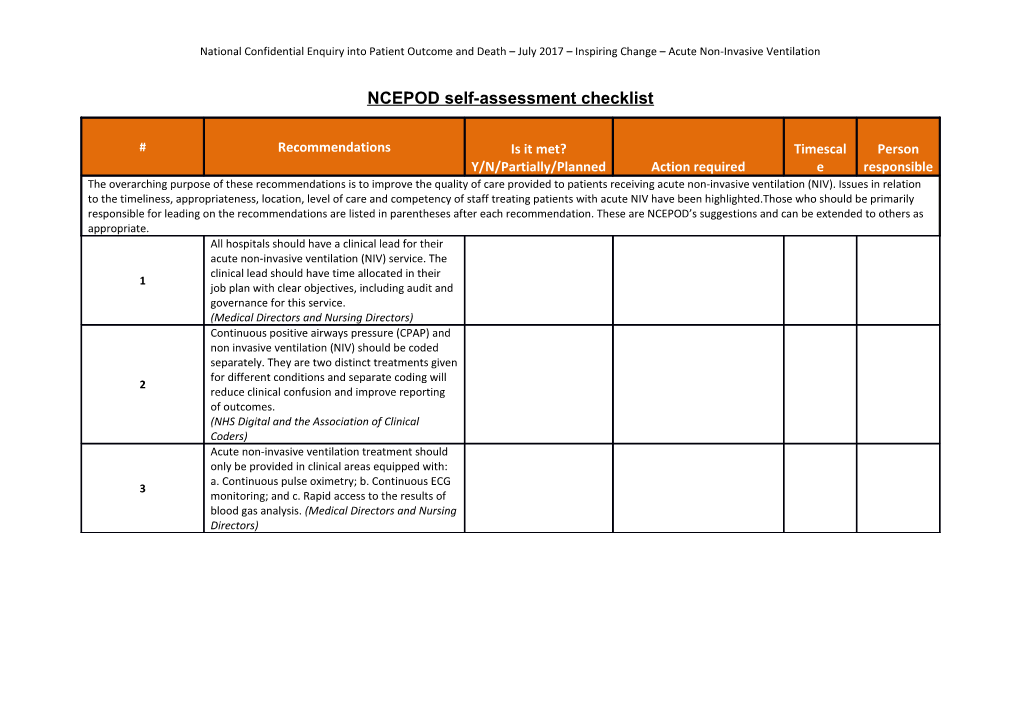 NCEPOD Self-Assessment Checklist