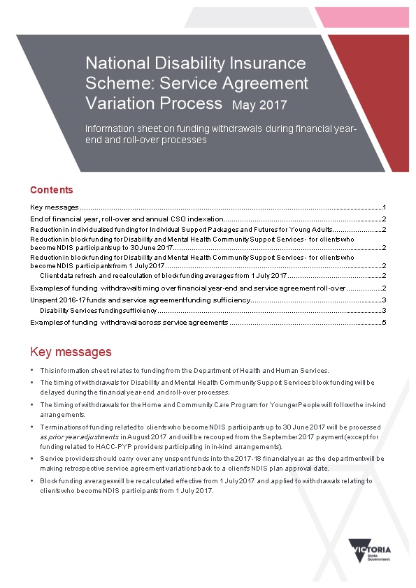 NDIS Service Agreement Variation Process Info Sheet on Year End Rollover May 2017