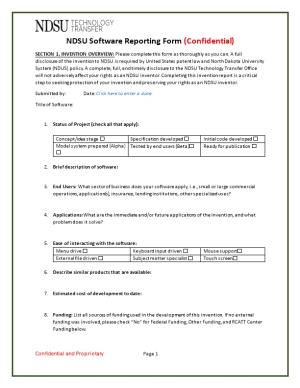 NDSU Software Reporting Form(Confidential)
