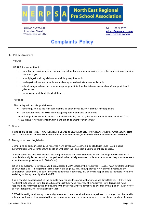 NERPSA Complaints Policy