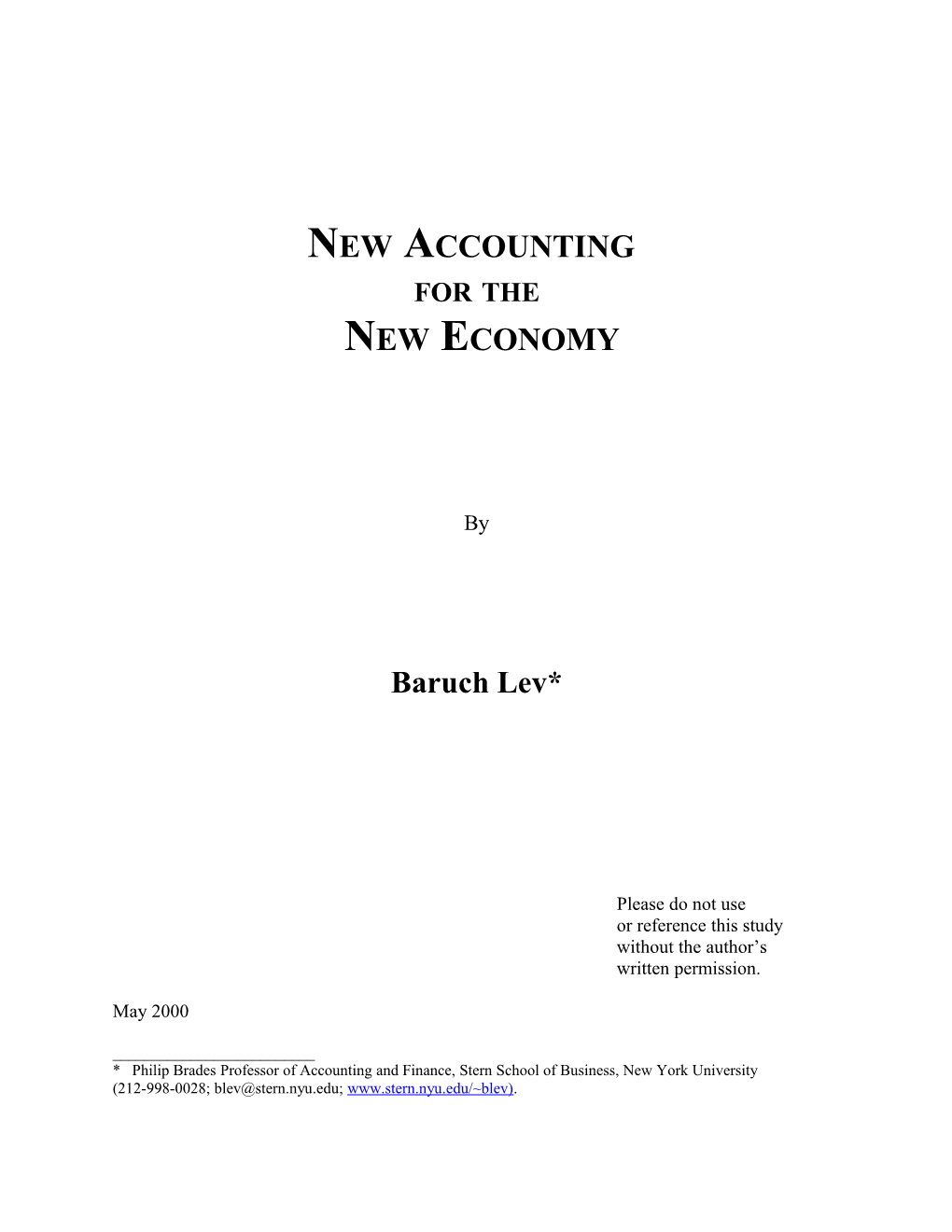 New Accounting for the New Economy