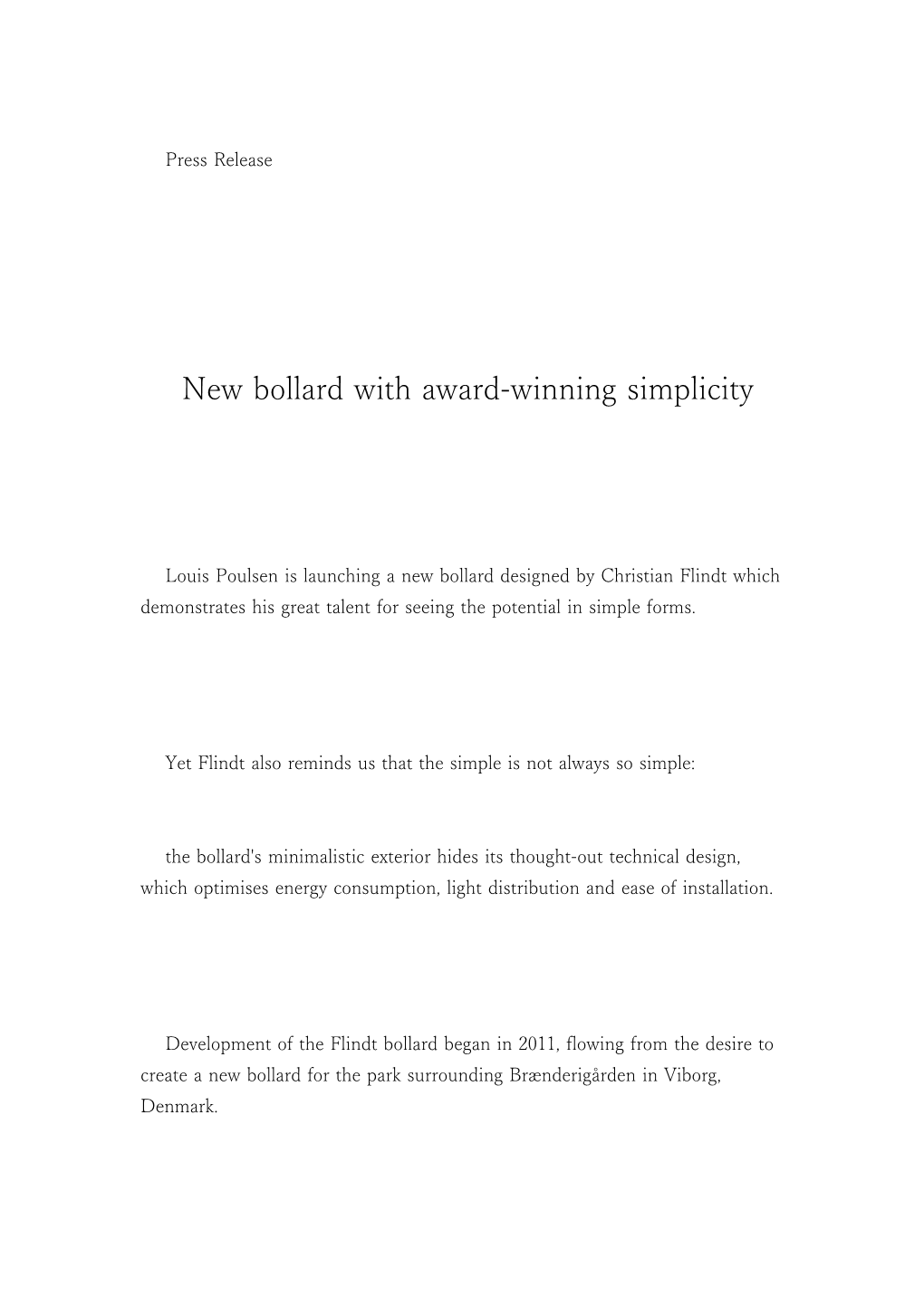 New Bollard with Award-Winning Simplicity