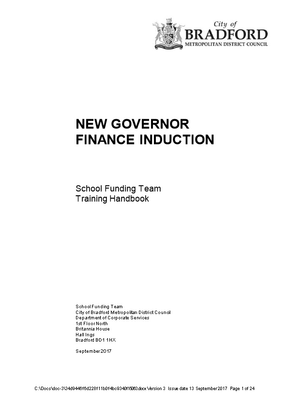 New Governor Finance Induction