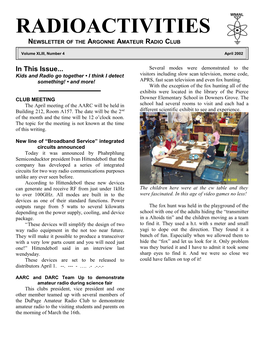 Newsletter of the Argonne Amateur Radio Club