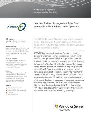Next Generation of Law Firm Business Management Suite Uses Windows Server Appfabric