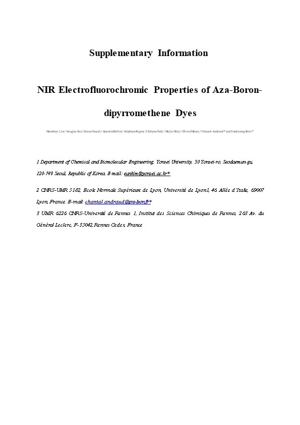 NIR Electrofluorochromic Properties of Aza-Boron-Dipyrromethene Dyes