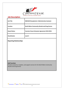 NMCADS Receptionist / Administrative Assistant