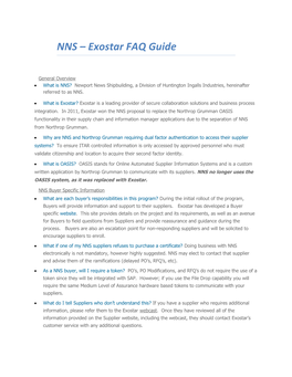 NNS Exostar FAQ Guide