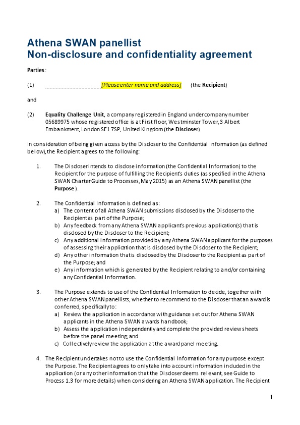 Non-Disclosure and Confidentiality Agreement