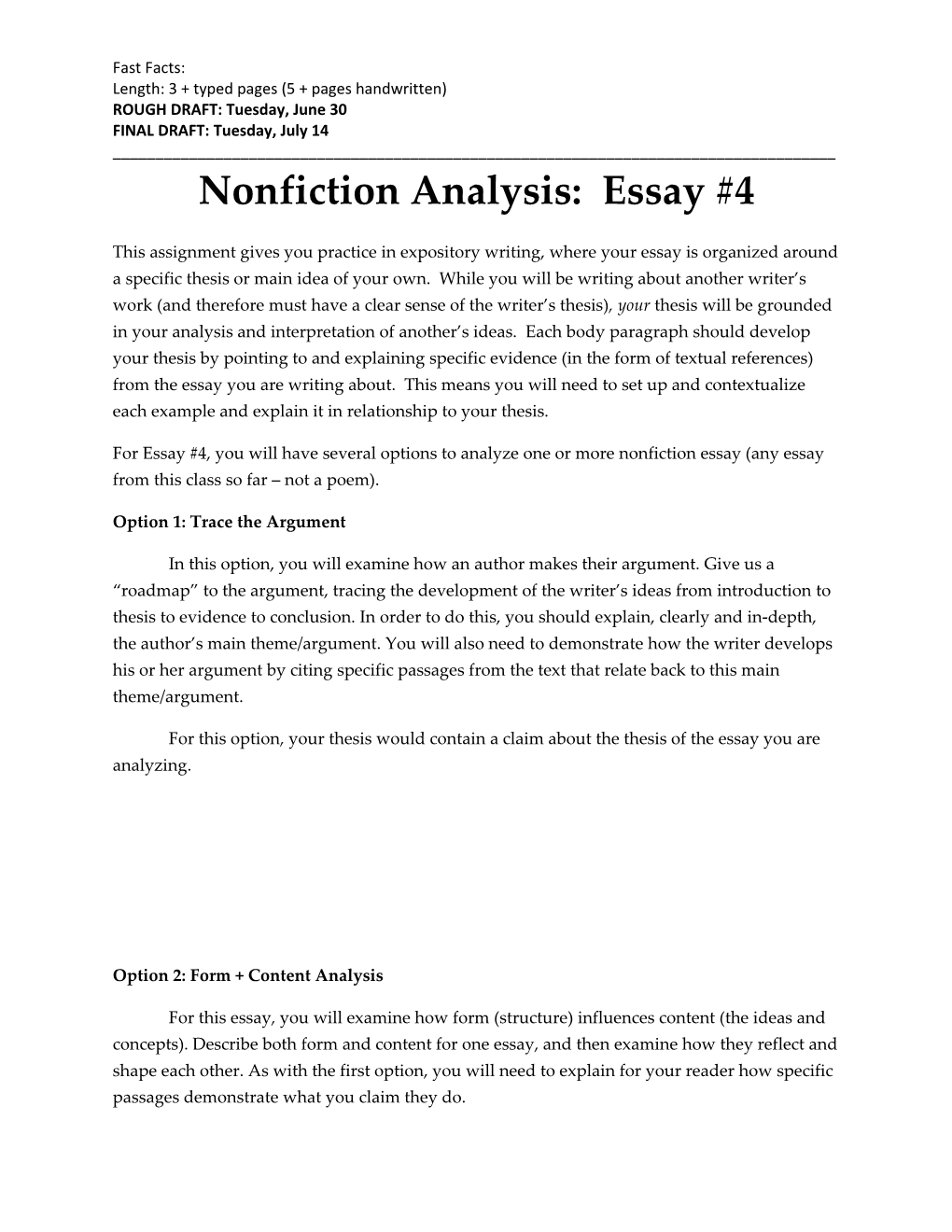 Nonfiction Analysis: Essay #4