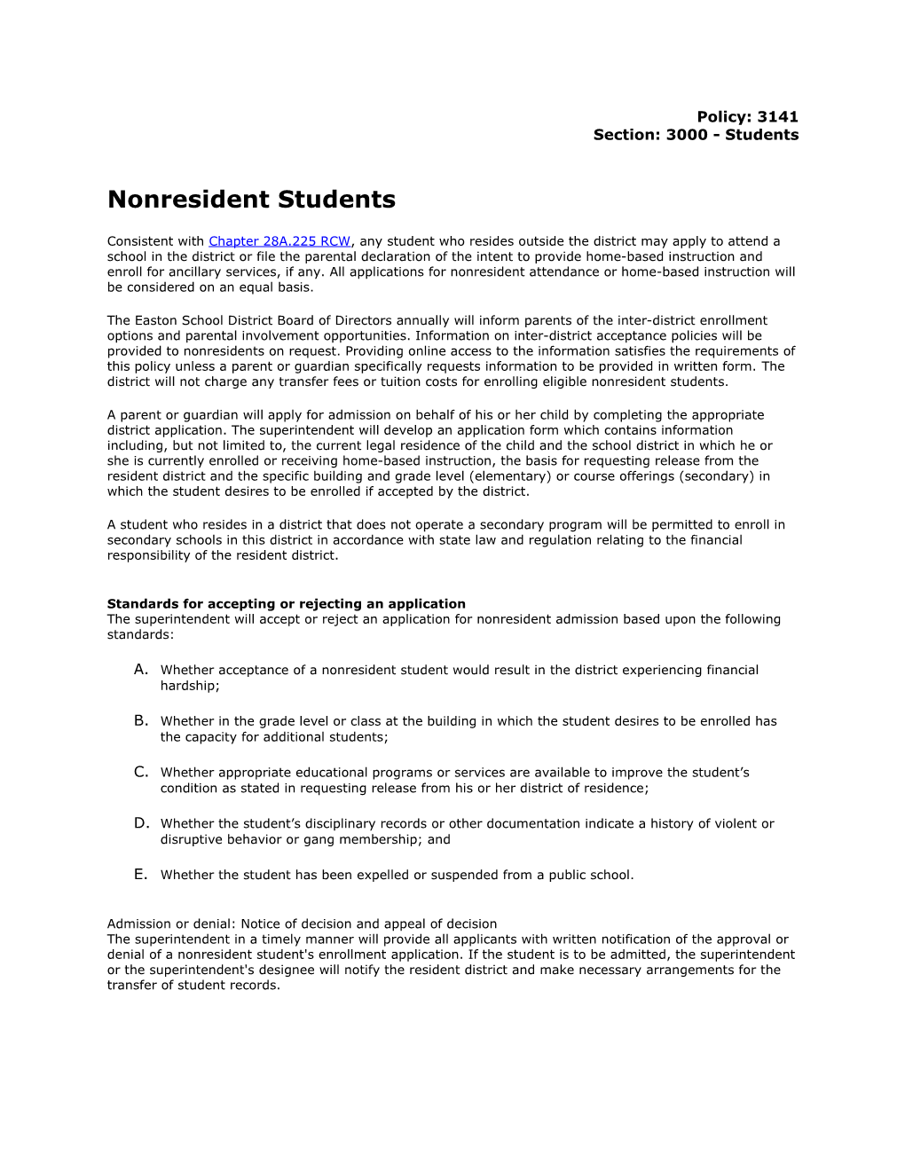 Nonresident Students