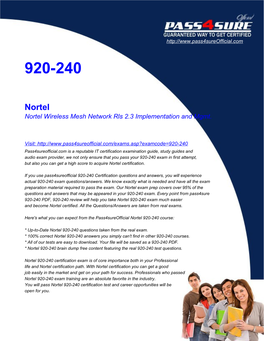 Nortel Wireless Mesh Network Rls 2.3 Implementation and Mgmt