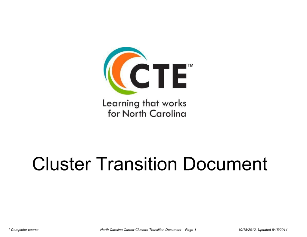 North Carolina Career Cluster Agriculture, Food and Natural Resources