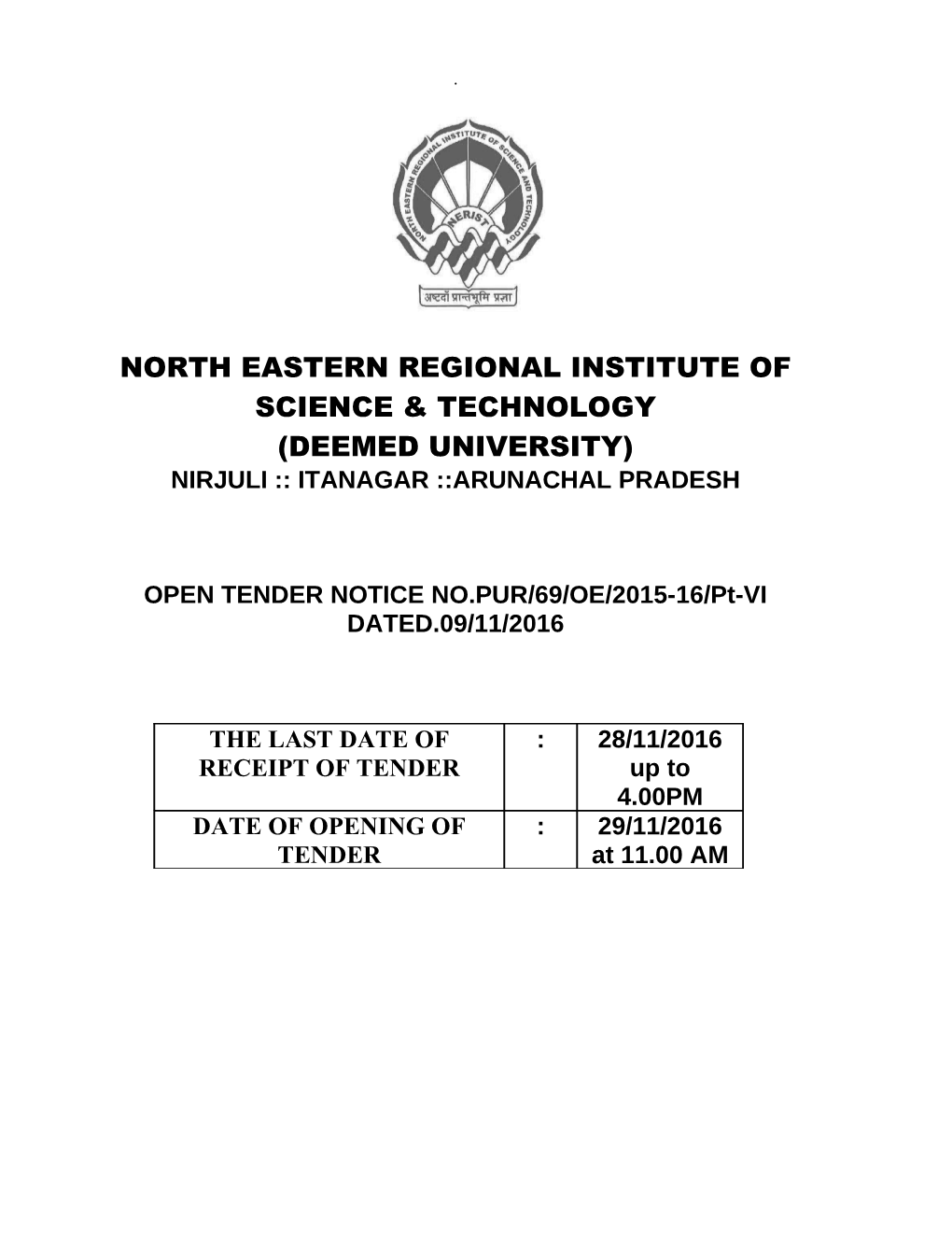 North Eastern Regional Institute Of