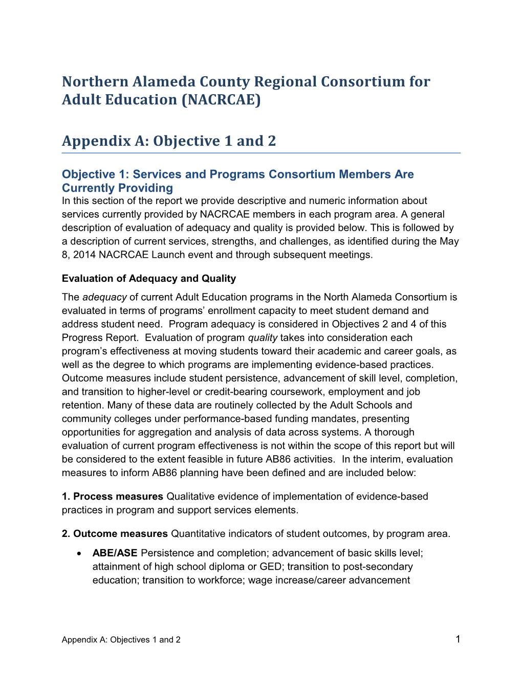 Northern Alameda County Regional Consortium for Adult Education (NACRCAE)